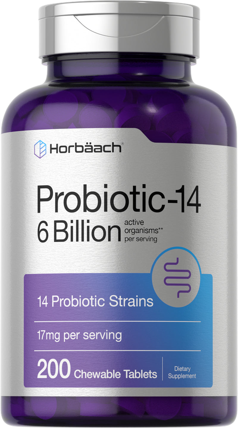 Probiotics 6 Billion Cfus | 200 Vegetarian Chewable Tablets | by Horbaach