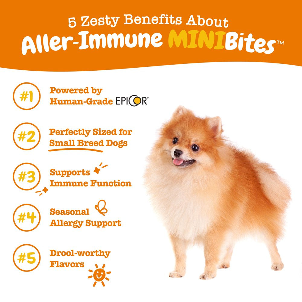 Zesty Paws Allergy & Immune Mini Bites for Small Dogs, for Seasonal Allergies, Immune + Sensitive Skin & Gut Health, Lamb Flavor, 90 Soft Chews