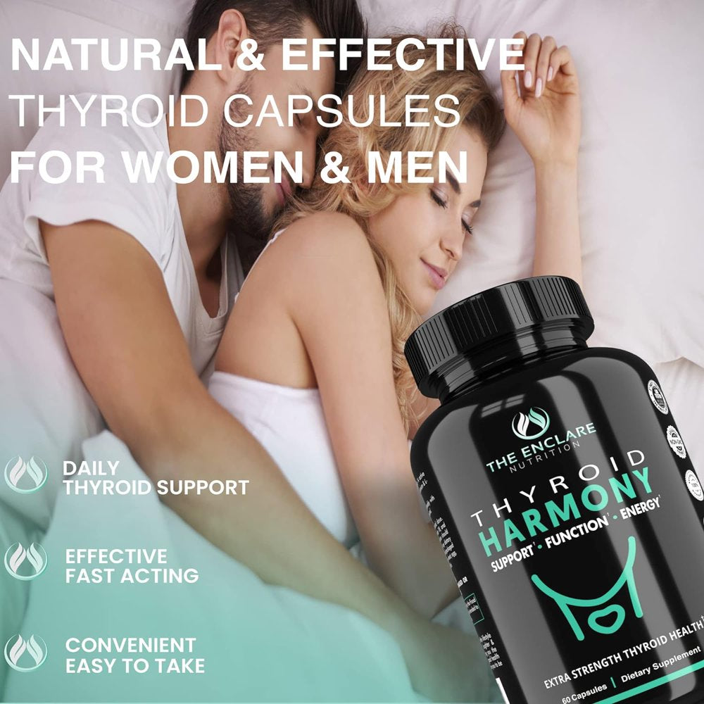 Thyroid Supplements with Iodine, 60 Ct. Vitamin B12, Ashwagandha & More, Thyroid Support Function for Women and Men, Balance Hormones for Energy, Metabolism, Focus, Stress