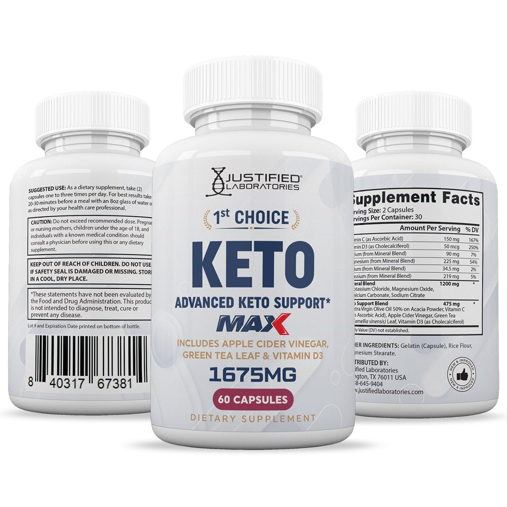 1St Choice Keto ACV MAX Pills 1675Mg Alternative to Gummies Dietary Supplement 60 Capsules