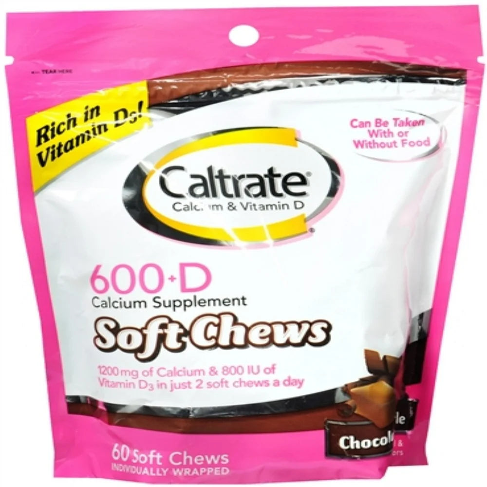 Caltrate Calcium & Vitamin D Soft Chews Chocolate Truffle 60 Each (Pack of 6)