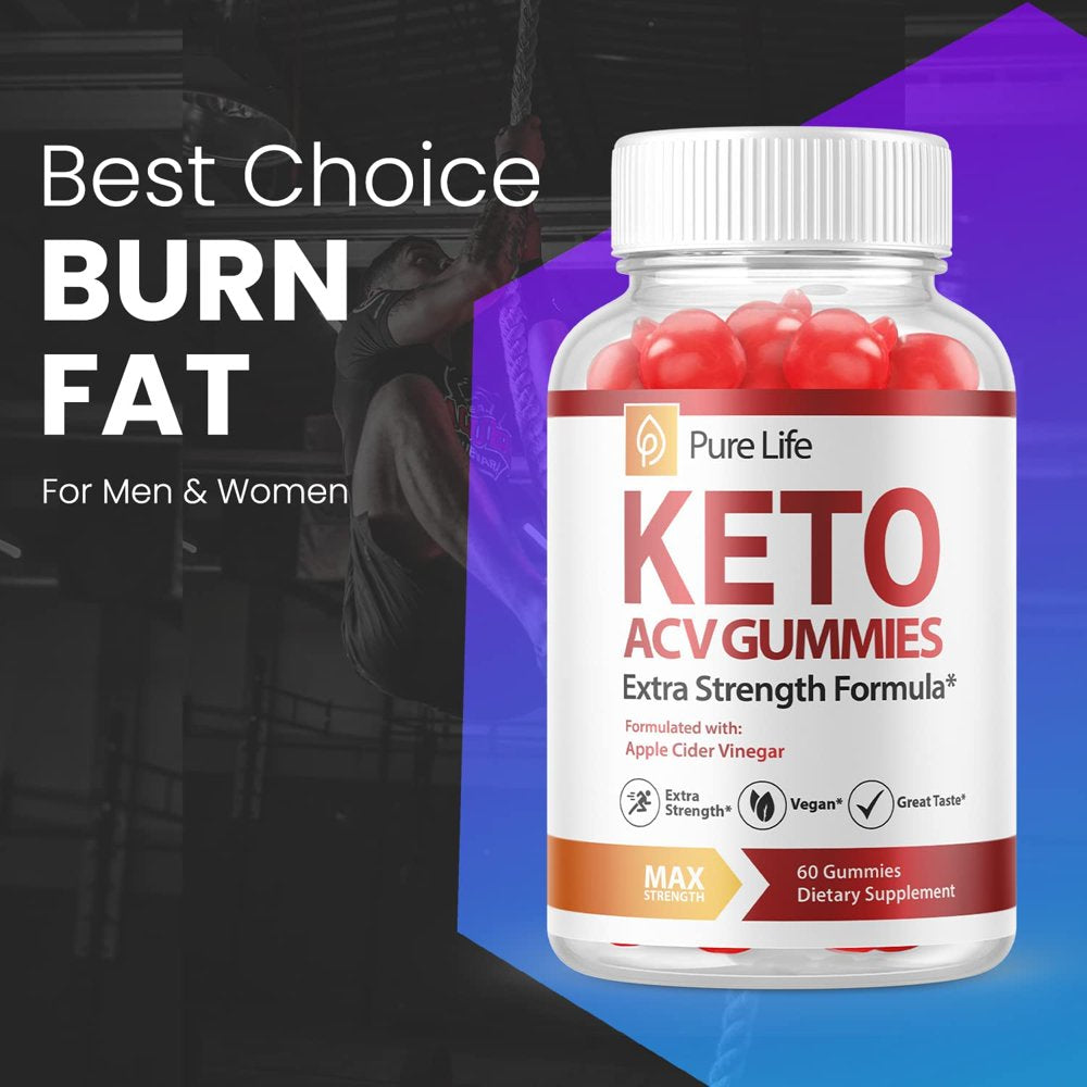 (1 Pack) Pure Life Keto ACV Gummies - Supplement for Weight Loss - Energy & Focus Boosting Dietary Supplements for Weight Management & Metabolism - Fat Burn - 60 Gummies